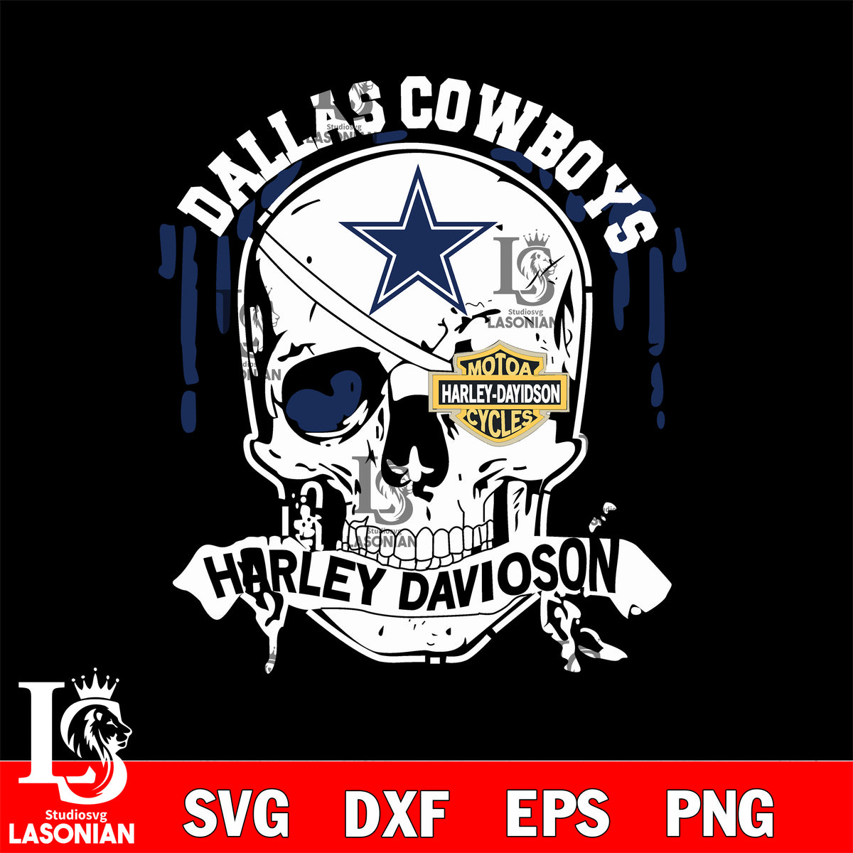 Dallas Cowboys Harley Davidson Skull Shirt - High-Quality Printed