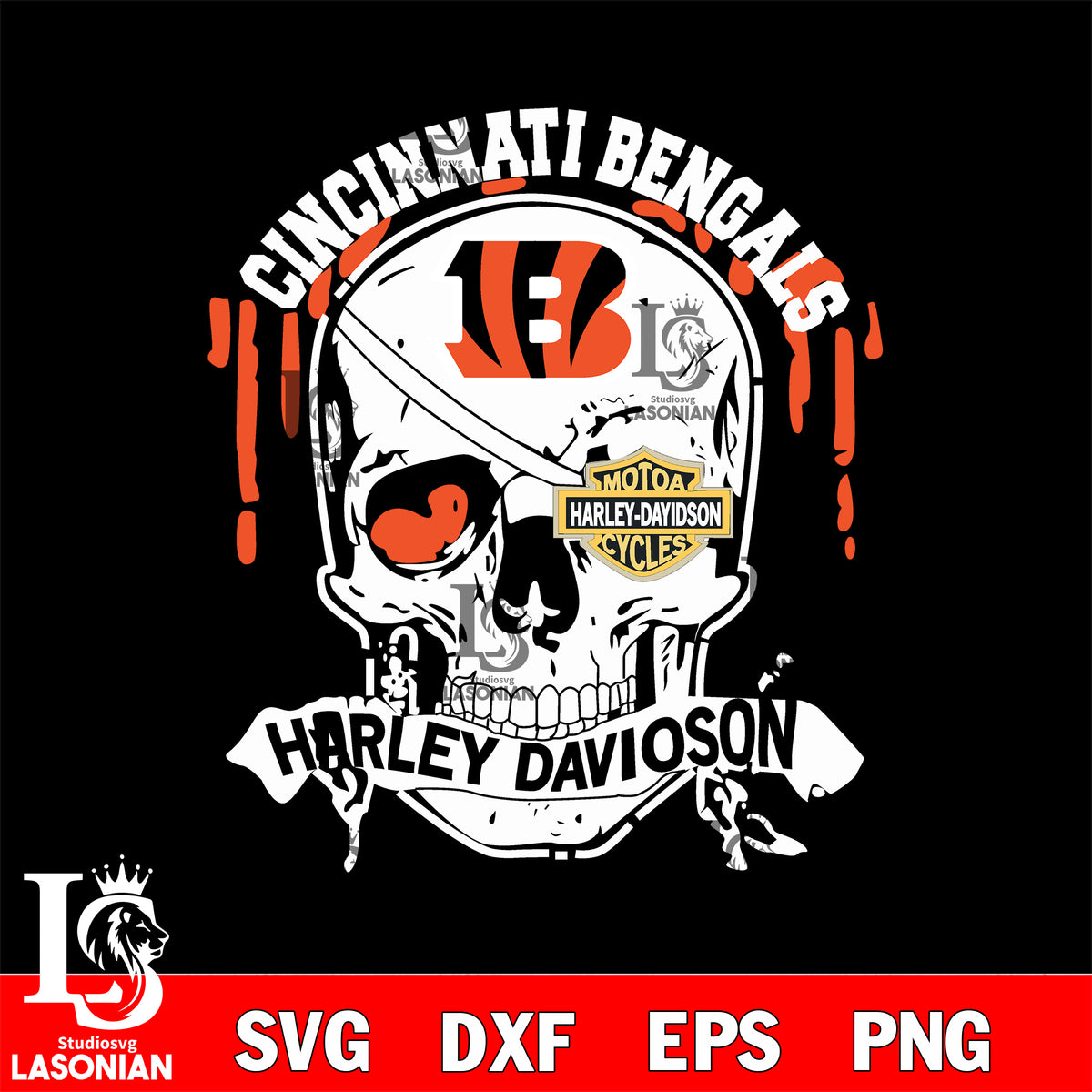 Cincinnati Bengals Skull svg , eps , dxf , png file , digital download –  lasoniansvg