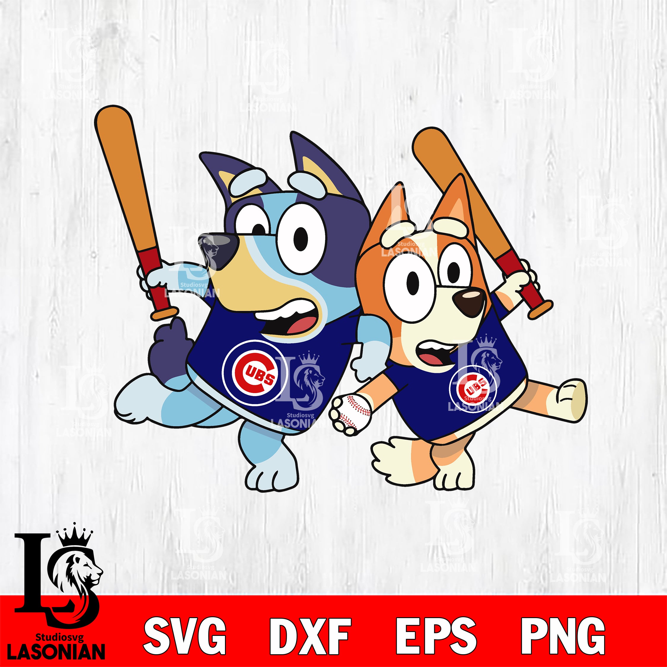 BLUEY CHICAGO CUBS svg eps dxf png file, Digital Download, Instant Dow