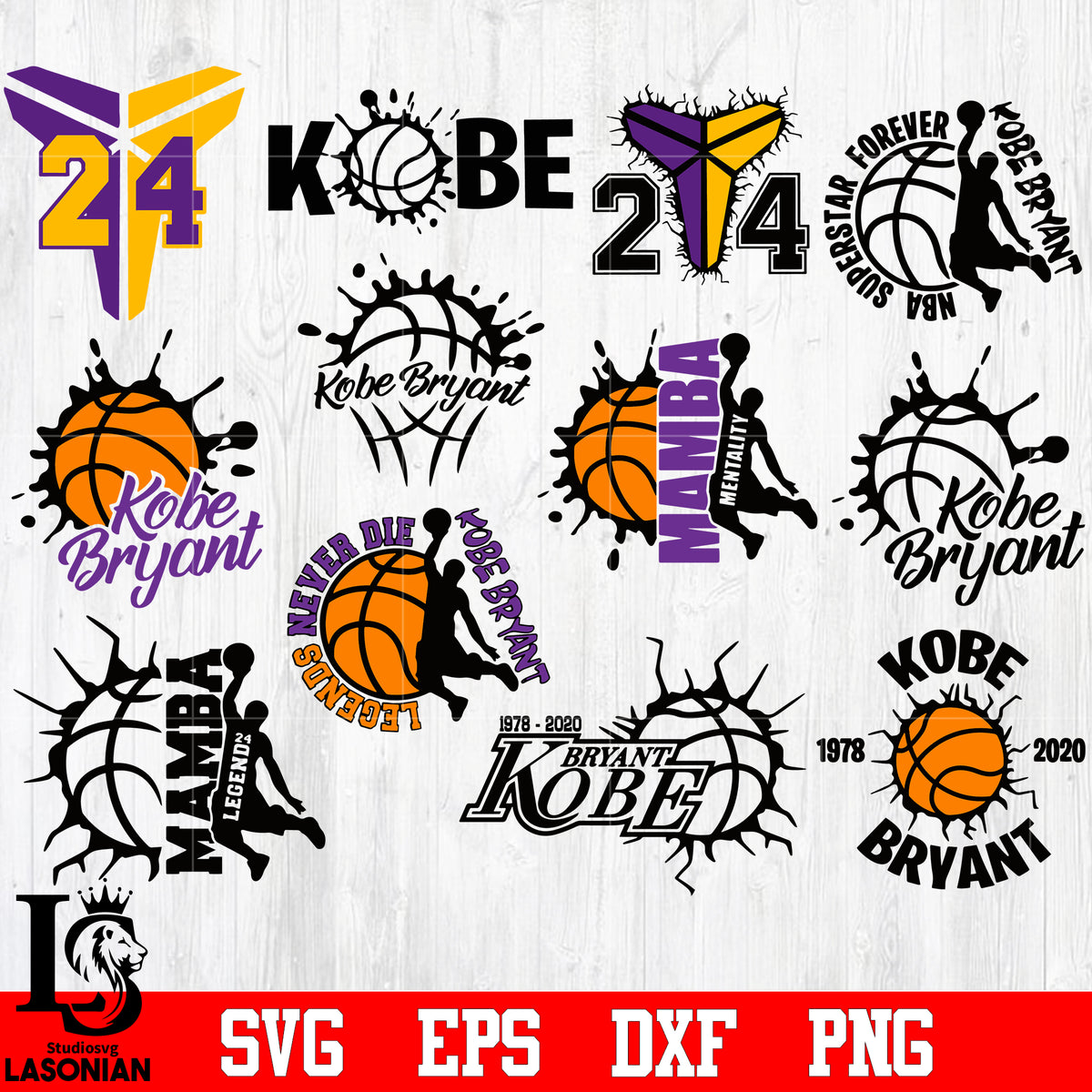 Kobe Bryant,# 24 LA Lakers 4 svg,eps,dxf,png file – lasoniansvg