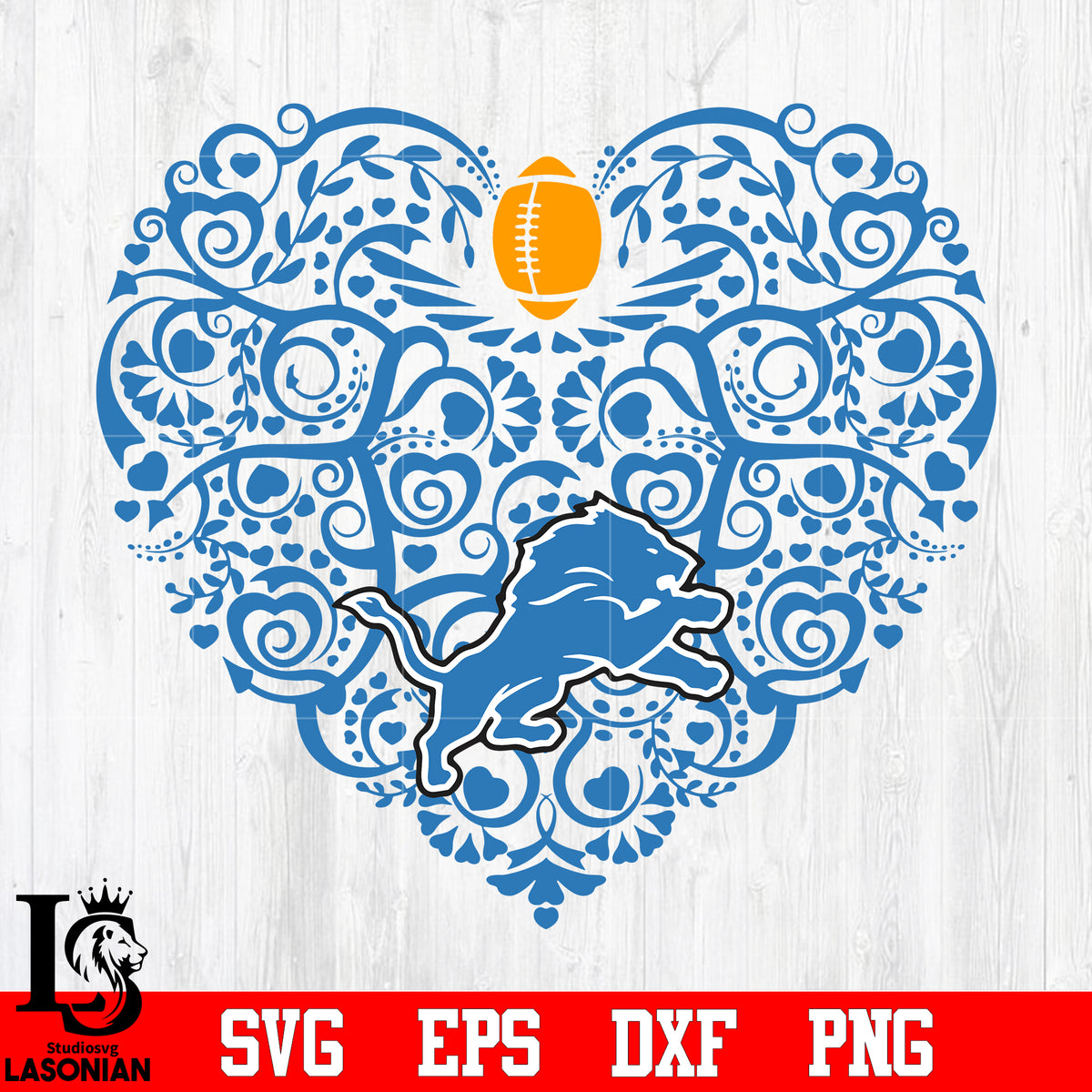 Detroit Lions Beat Heart svg eps dxf png file