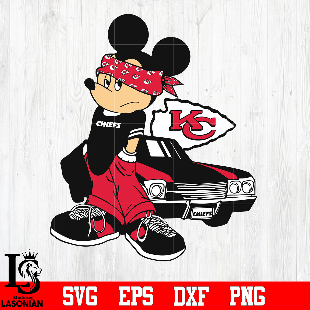 Kansas City Chiefs Gangster Micky Mouse svg eps dxf png file