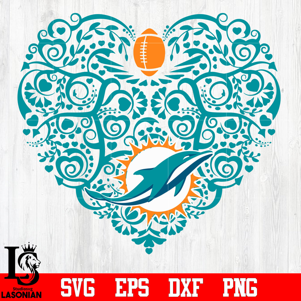 Miami Dolphins Heart,Miami Dolphins Love svg,eps,dxf,png file – lasoniansvg