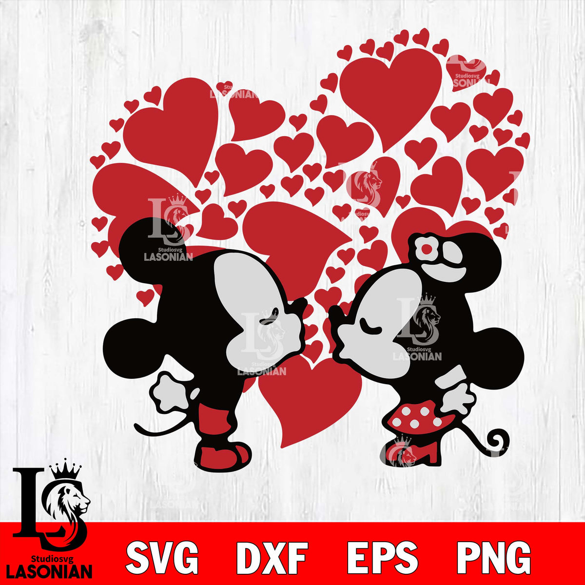 Mickey and Minnie Valentine's Day SVG Cut File