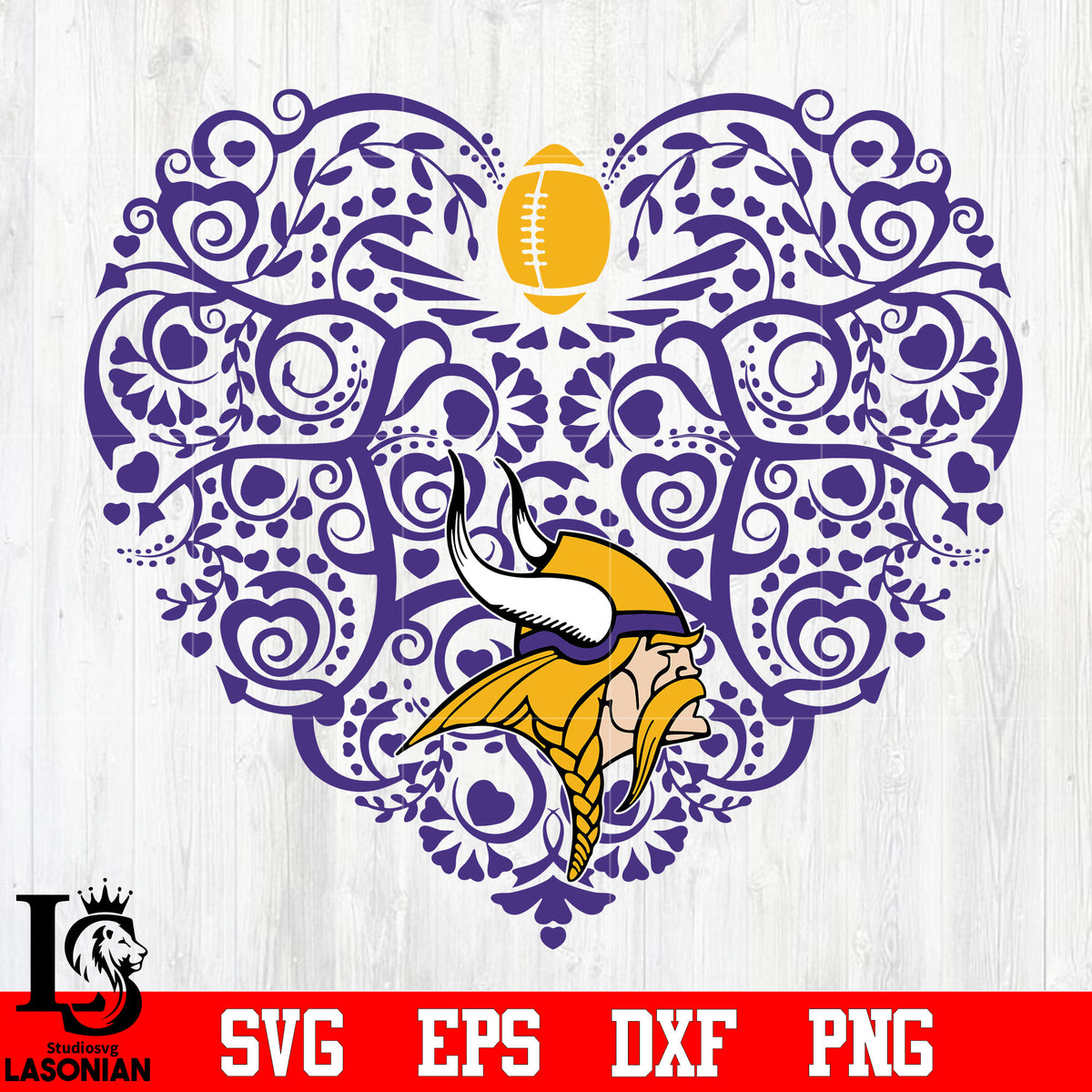 Heart Minnesota Vikings NFL Team SVG Digital File