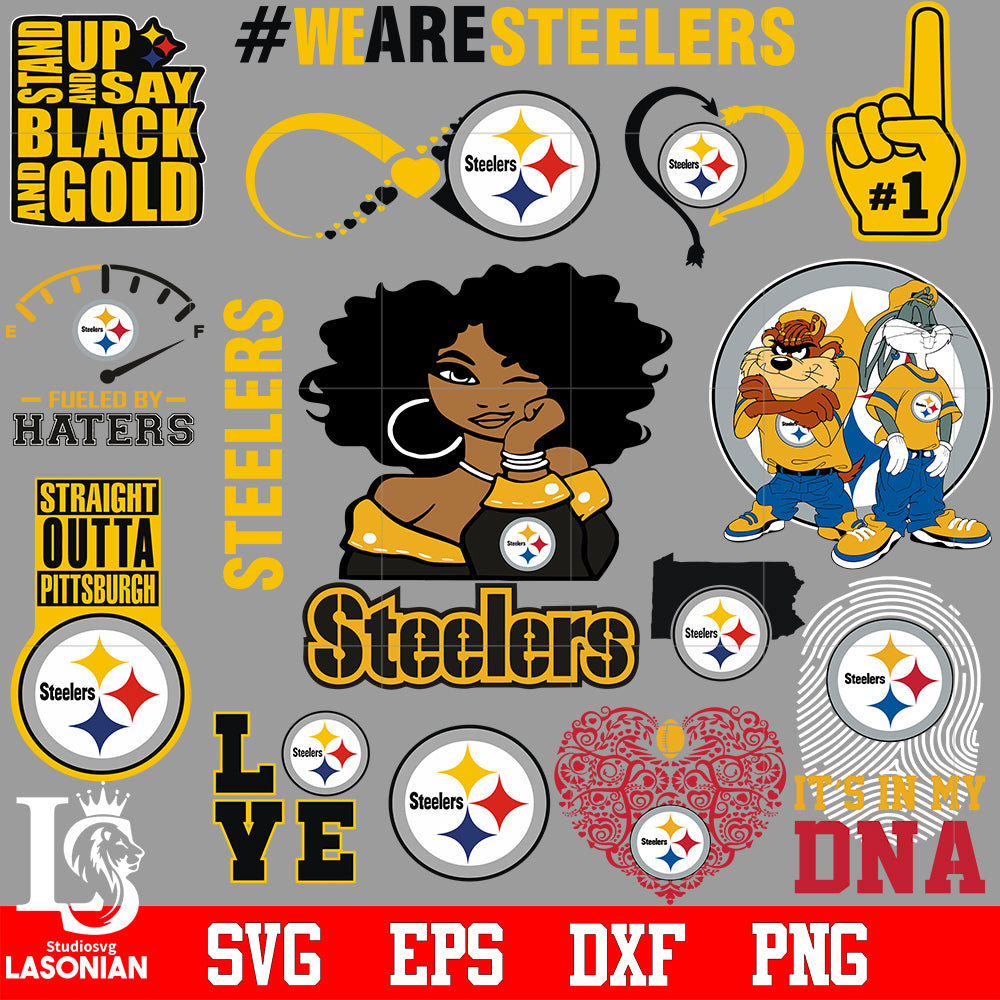 Pittsburgh Steelers Clipart Bundle, PNG & SVG Cut Files for Cricut / S