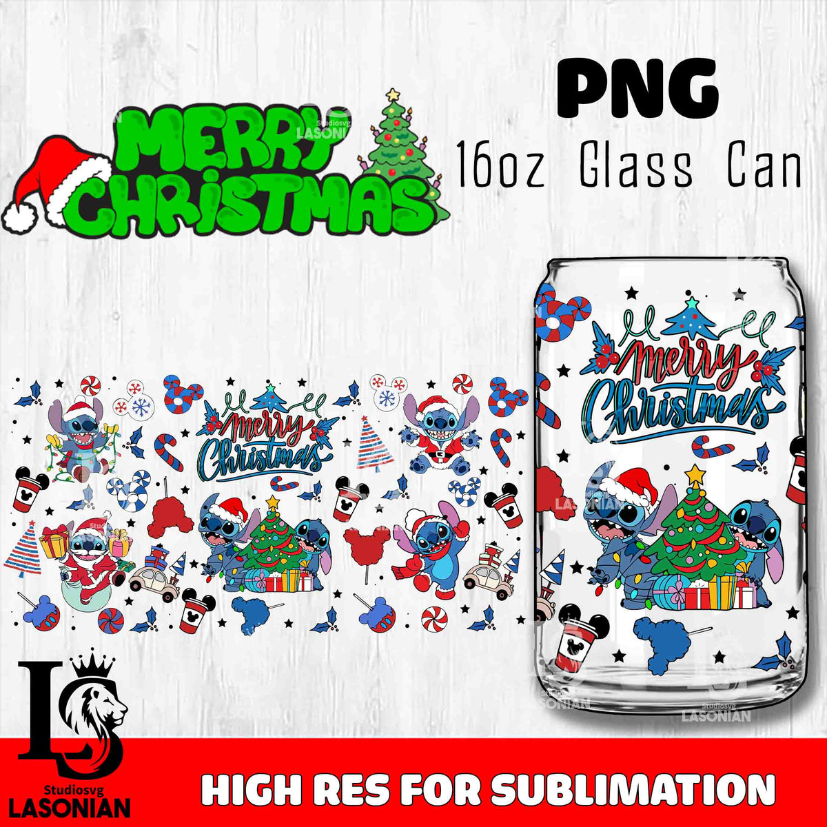 Stitch Christmas Frosted Glass Cup