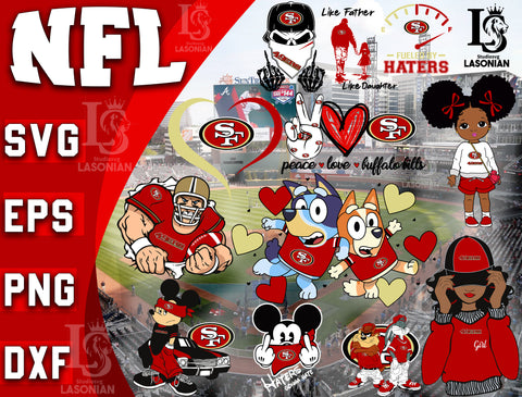 San Francisco 49ers bundle svg, bundle 12 file ramdoom NFL svg, NFL Digital Cut Files, Svg Dxf Eps Png file, Digitla Download