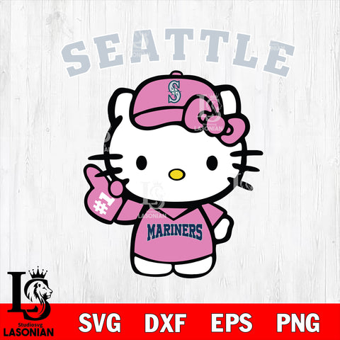 Seattle Mariners Hello Kitty Pink MLB Svg Eps Dxf Png File, MLB Digital Download, Instant Download