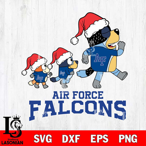 Air Force Falcons Bluey Family Christmas Svg Eps Dxf Png File, Digital Download