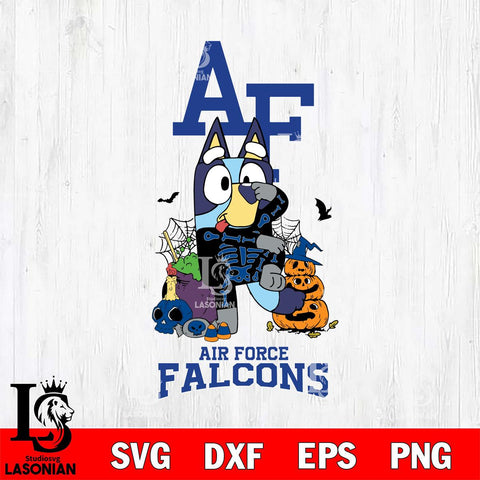 Air Force Falcons Bluey Halloween NCAA 2 Svg Eps Dxf Png File, Digital Download, Instant Download