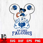 Air Force Falcons Mickey Heart Rugby Svg Eps Dxf Png File, Digital Download ,Instant Download, Cricut File