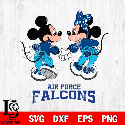 Air Force Falcons Mickey Minnie Valentine Rugby Svg Eps Dxf Png File, Digital Download ,Instant Download, Cricut File