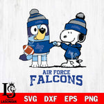 Air Force Falcons Snoopy & Bluey Football Svg Eps Dxf Png File,NCAA Svg Files,Chill Guy svg ,Digital Download ,Instant Download, Cricut File