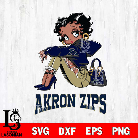 Akron Zips Betty Boop Black Fan Girl Svg Eps Dxf Png File, Digital Download, Instant Download