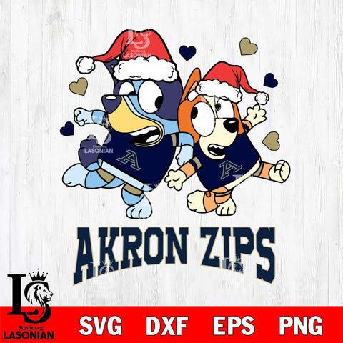 Akron Zips Bluey Christmas NFL Svg Eps Dxf Png File, Digital Download