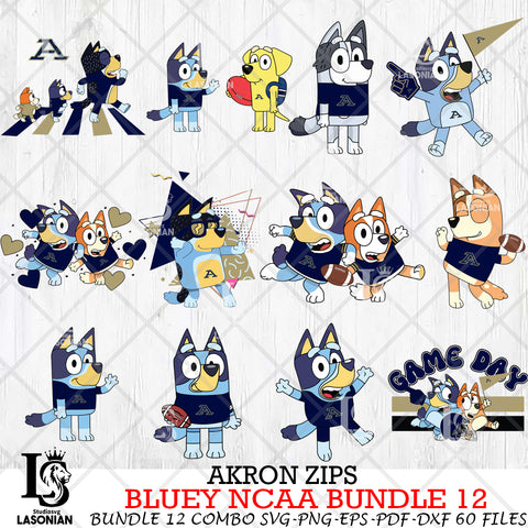 Akron Zips Bluey NCAA Bundle 12 Svg Eps Dxf Png File, Digital Download, Instant Download