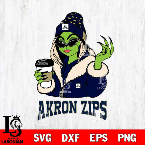 Akron Zips Boujee Grinch Girls Christmas Cut Files Cricut, Svg Dxf Eps Png file, Digital download , Silhouette