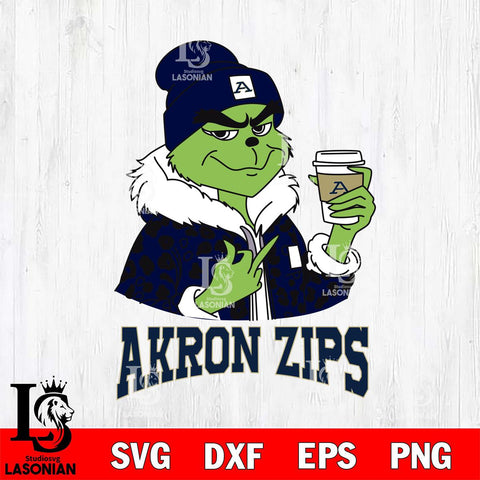 Akron Zips Boujee Grinch Leopard Christmas Cut Files Cricut, Svg Dxf Eps Png file, Digital download , Silhouette