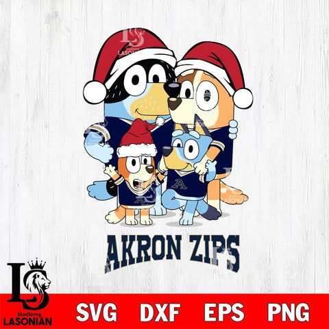 Akron Zips Christmas Bluey Family Sport Cut Files,Bluey Cricut,Christmas Svg , Bluey svg , Digital Download, dxf eps png pdf file