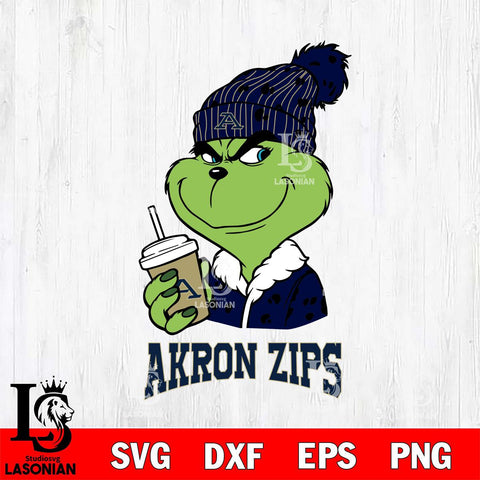 Akron Zips Grinch Cofffe Christmas Cut Files Cricut, Svg Dxf Eps Png file, Digital download , Silhouette