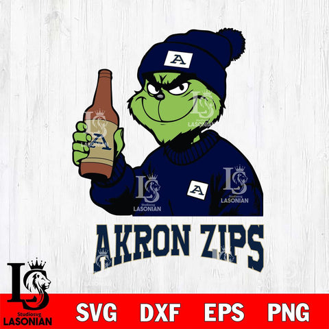 Akron Zips Grinch Drinking Beer Christmas Cut Files Cricut, Svg Dxf Eps Png file, Digital download , Silhouette