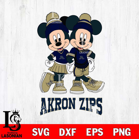 Akron Zips Mickey And Minnie Mouse Football Svg Eps Dxf Png File, NCAA svg , File Cut , Digital Download , Instant Download, Cut Svg Files