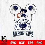 Akron Zips Mickey Heart Rugby Svg Eps Dxf Png File, Digital Download ,Instant Download, Cricut File