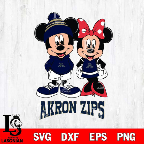 Akron Zips Mickey Minnie Mouse Cute Football Svg Eps Dxf Png File, NCAA svg , File Cut , Digital Download , Instant Download, Cut Svg Files