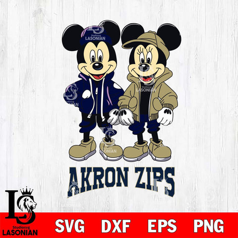 Akron Zips Mickey Minnie Mouse Football Svg Eps Dxf Png File, NCAA svg , File Cut , Digital Download , Instant Download, Cut Svg Files