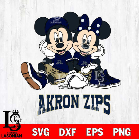 Akron Zips Mickey Minnie Mouse Football Sit Svg Eps Dxf Png File, NCAA svg , File Cut , Digital Download , Instant Download, Cut Svg Files