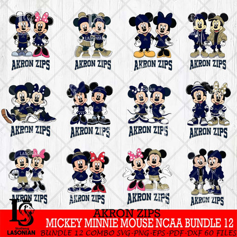 Akron Zips Mickey Minnie Mouse NCAA Bundle 12 Svg Eps Dxf Png File, Bundle NCAA svg , File Cut , Digital Download , Instant Download, Cut Svg Files