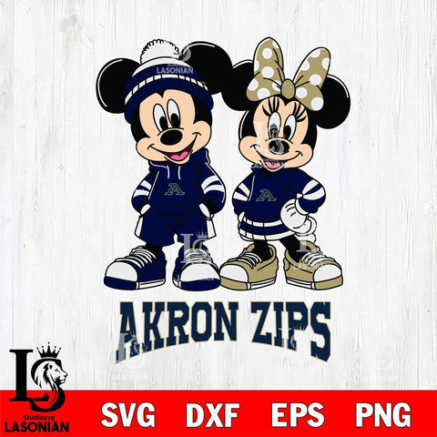 Akron Zips Mickey Minnie Rugby Hoodie Svg Eps Dxf Png File, NCAA svg , File Cut , Digital Download , Instant Download, Cut Svg Files