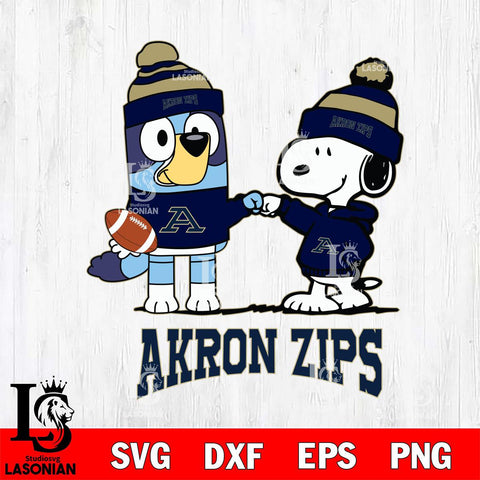 Akron Zips Snoopy & Bluey Football Svg Eps Dxf Png File,NCAA Svg Files,Chill Guy svg ,Digital Download ,Instant Download, Cricut File