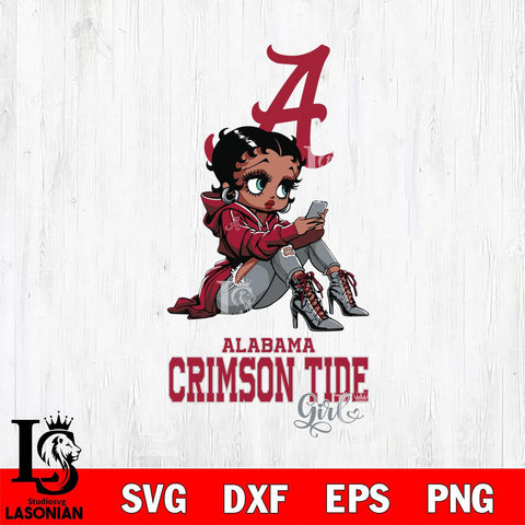 Alabama Crimson Tide Beauty Black Fan Girl Football, Svg Eps Dxf Png File, Digital Download