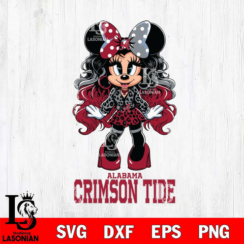 Alabama Crimson Tide Beauty Minnie Mouse Svg Eps Dxf Png File, Digital Download, Instant Download