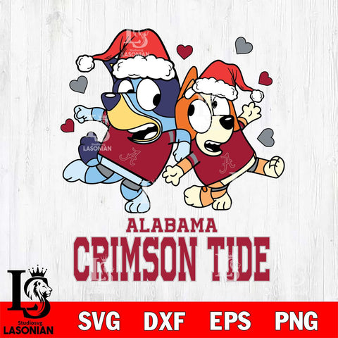 Alabama Crimson Tide Bluey Christmas NFL Svg Eps Dxf Png File, Digital Download