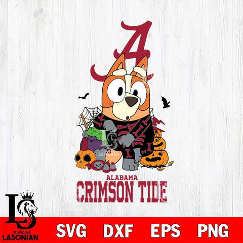 Alabama Crimson Tide Bluey Halloween NCAA Svg Eps Dxf Png File, Digital Download, Instant Download