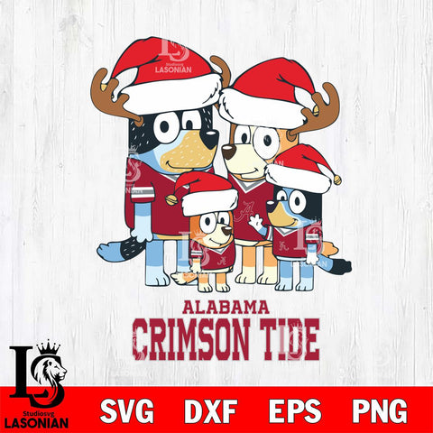 Alabama Crimson Tide Christmas Bluey Santa Family Cut Files,Bluey Cricut,Christmas Svg , Bluey svg , Digital Download, dxf eps png pdf file