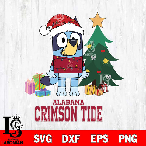 Alabama Crimson Tide Christmas Bluey Tree Sport Cut Files,Bluey Cricut,Christmas Svg , Bluey svg , Digital Download, dxf eps png pdf file