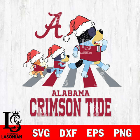 Alabama Crimson Tide Christmas Family Bluey Walking Cut Files,Bluey Cricut,Christmas Svg , Bluey svg , Digital Download, dxf eps png pdf file