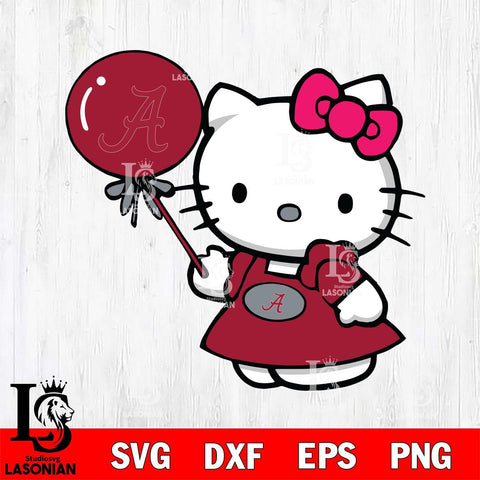 Alabama Crimson Tide Cute Hello Kitty 2 Svg Eps Dxf Png File, Digital Download, Instant Download