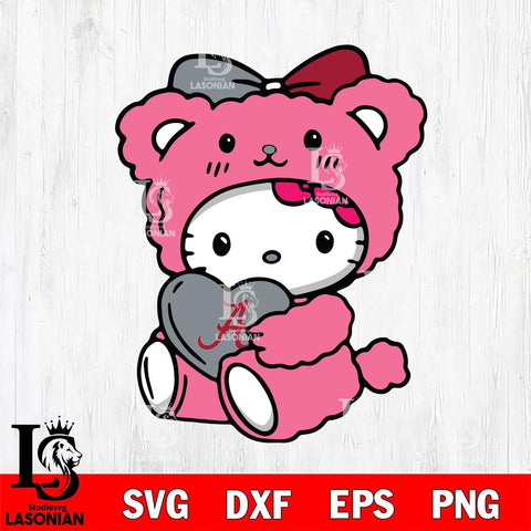 Alabama Crimson Tide Cute Hello Kitty 3 Svg Eps Dxf Png File, Digital Download, Instant Download