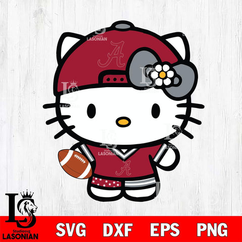 Alabama Crimson Tide Cute Hello Kitty Football 10 Svg Eps Dxf Png File, NCAA svg, Digital Download, Instant Download