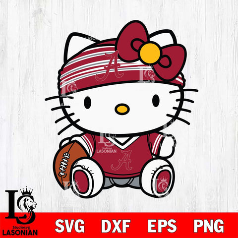 Alabama Crimson Tide Cute Hello Kitty Football 12 Svg Eps Dxf Png File, NCAA svg, Digital Download, Instant Download