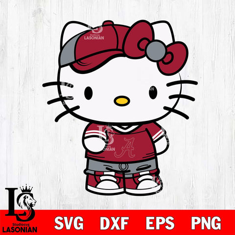 Alabama Crimson Tide Cute Hello Kitty Football 2 Svg Eps Dxf Png File, NCAA svg, Digital Download, Instant Download