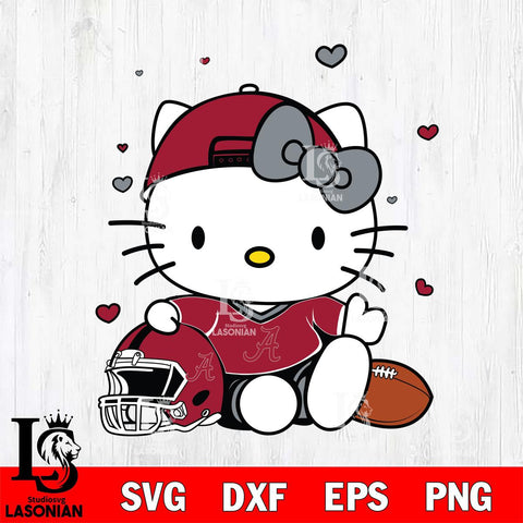 Alabama Crimson Tide Cute Hello Kitty Football Svg Eps Dxf Png File, NCAA svg, Digital Download, Instant Download