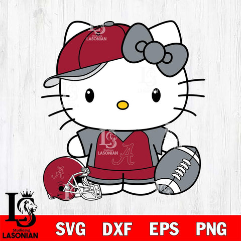 Alabama Crimson Tide Cute Hello Kitty Football 4 Svg Eps Dxf Png File, NCAA svg, Digital Download, Instant Download