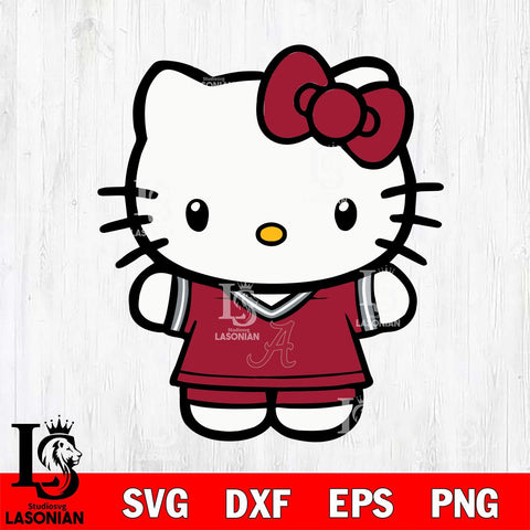 Alabama Crimson Tide Cute Hello Kitty Football 6 Svg Eps Dxf Png File, NCAA svg, Digital Download, Instant Download