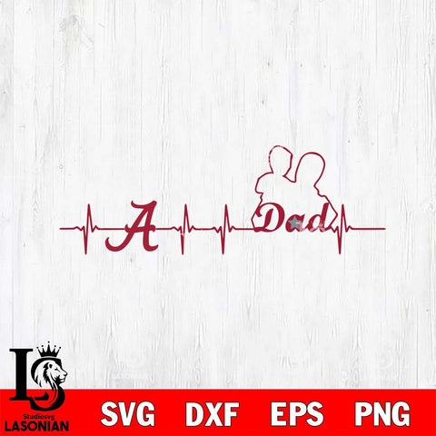 Alabama Crimson Tide Father Heart Beat Svg Eps Dxf Png File, Digital Download, Instant Download